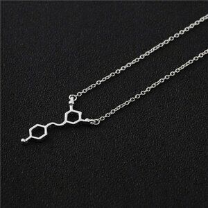 Resveratrol Vertical  Wine Molecule Necklace in Silver